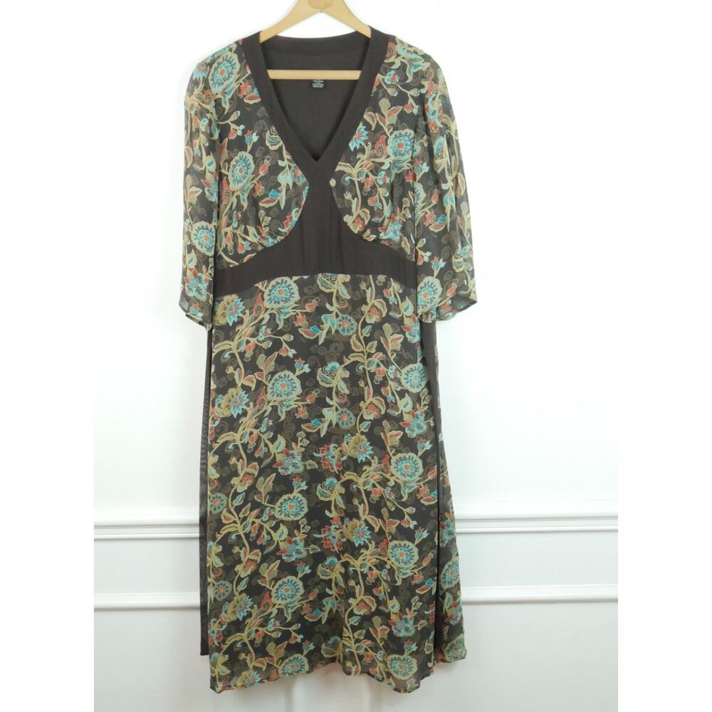 Vintage Y2K Babydoll Dress Sheer Chiffon Fairy‎ Floral 14 Feminine Ethereal Midi - Picture 2 of 12